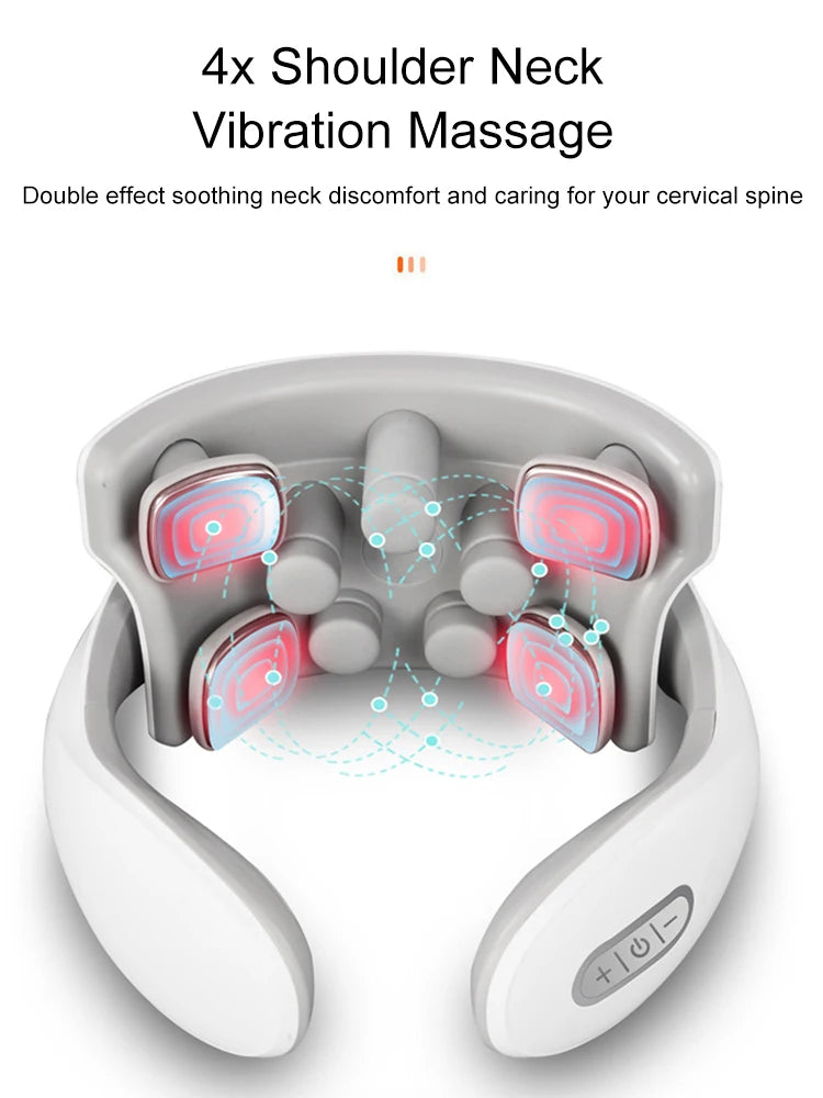 Neck and shoulder massager with vibration function on a white background