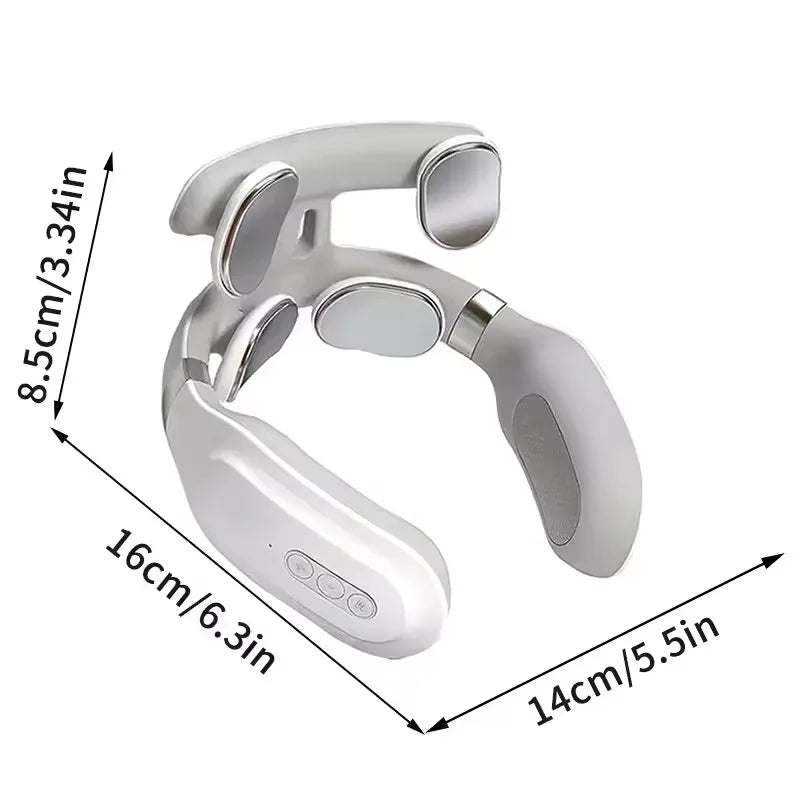White and silver electronic device with dimensions labeled on a white background