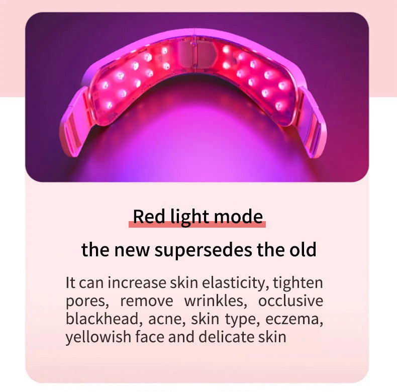 LED light device with red light mode on a pink background