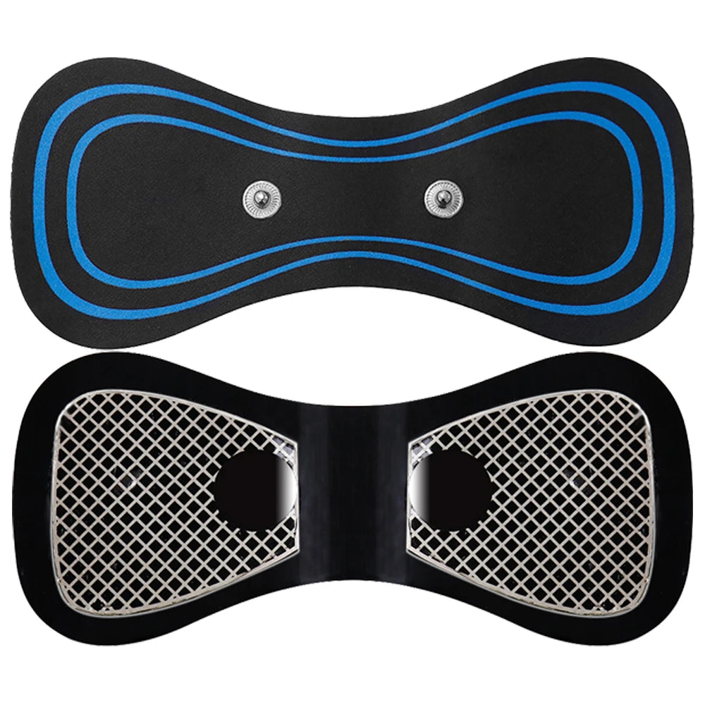 Black and blue protective pad with mesh design on a white background