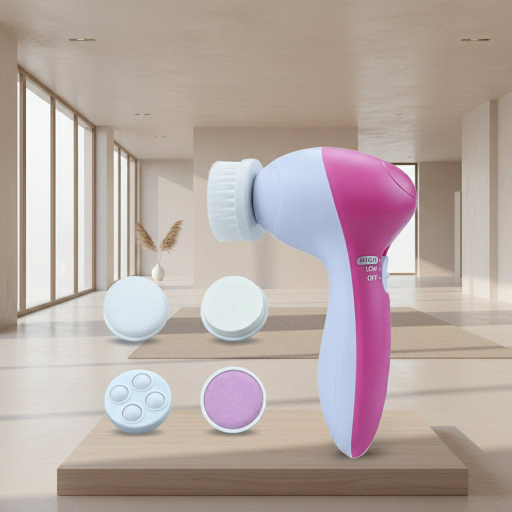 Pink and white electronic device with buttons on a white background