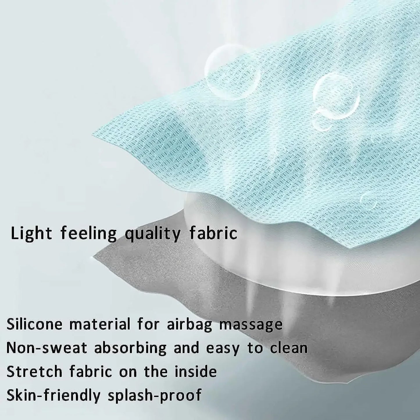 Light blue fabric with silicone material for airbag massage on a gray background