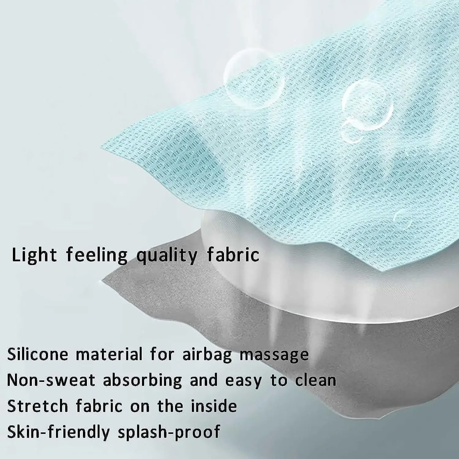 Light blue fabric with silicone material for airbag massage on a gray background