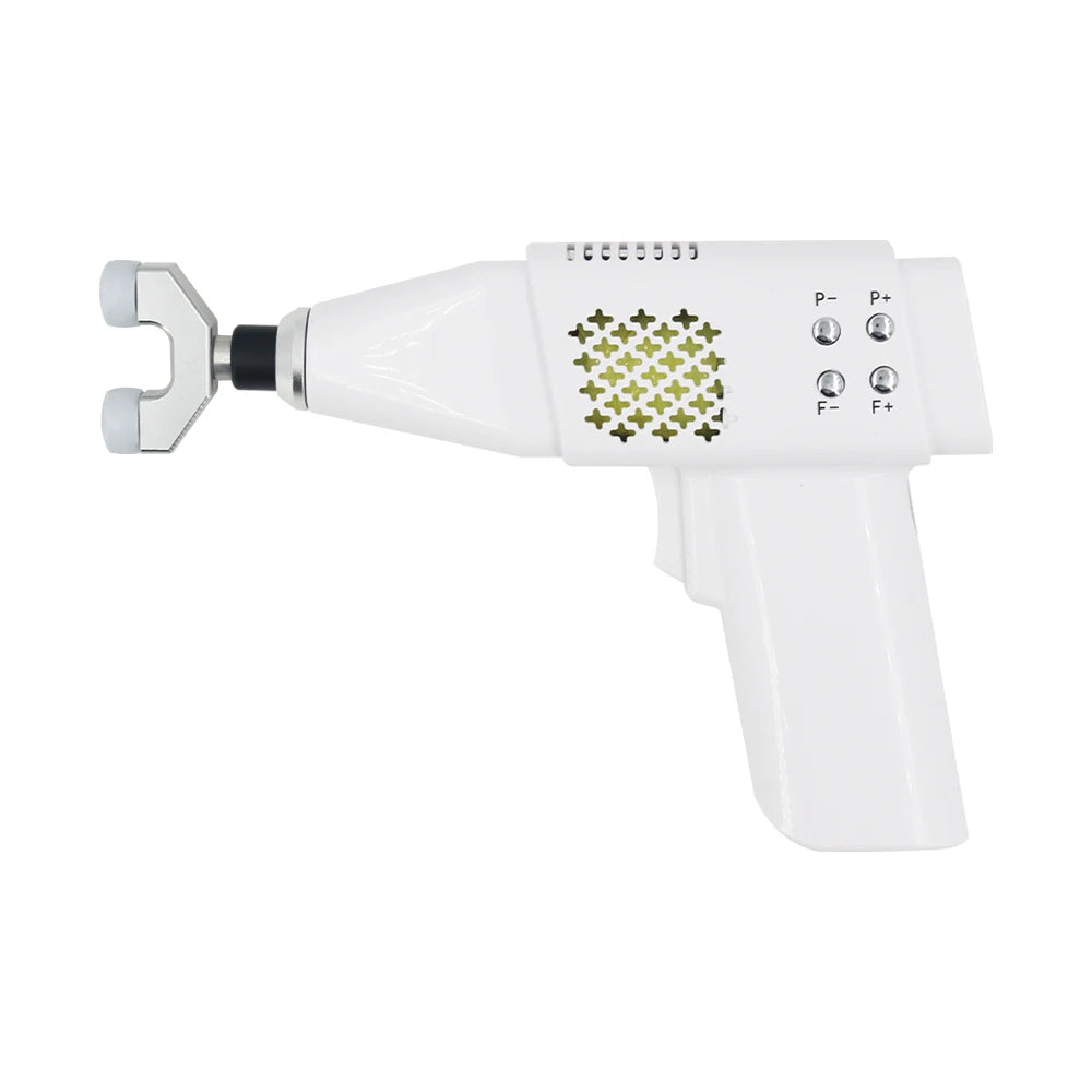 White dental drill with control buttons on a white background
