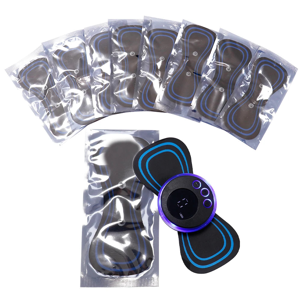 Electrode pads with a digital device on a white background