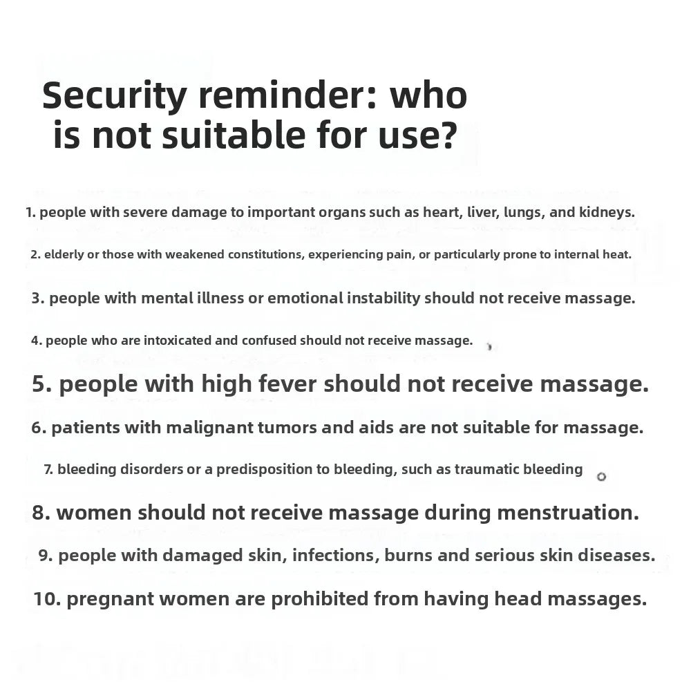 List of people not suitable for massage on a white background