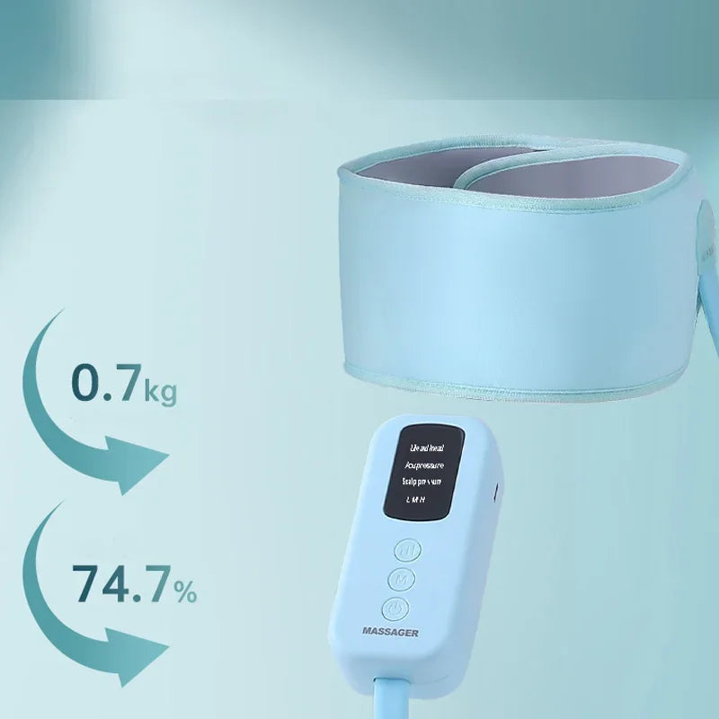 White waist massager with digital display on a light blue background