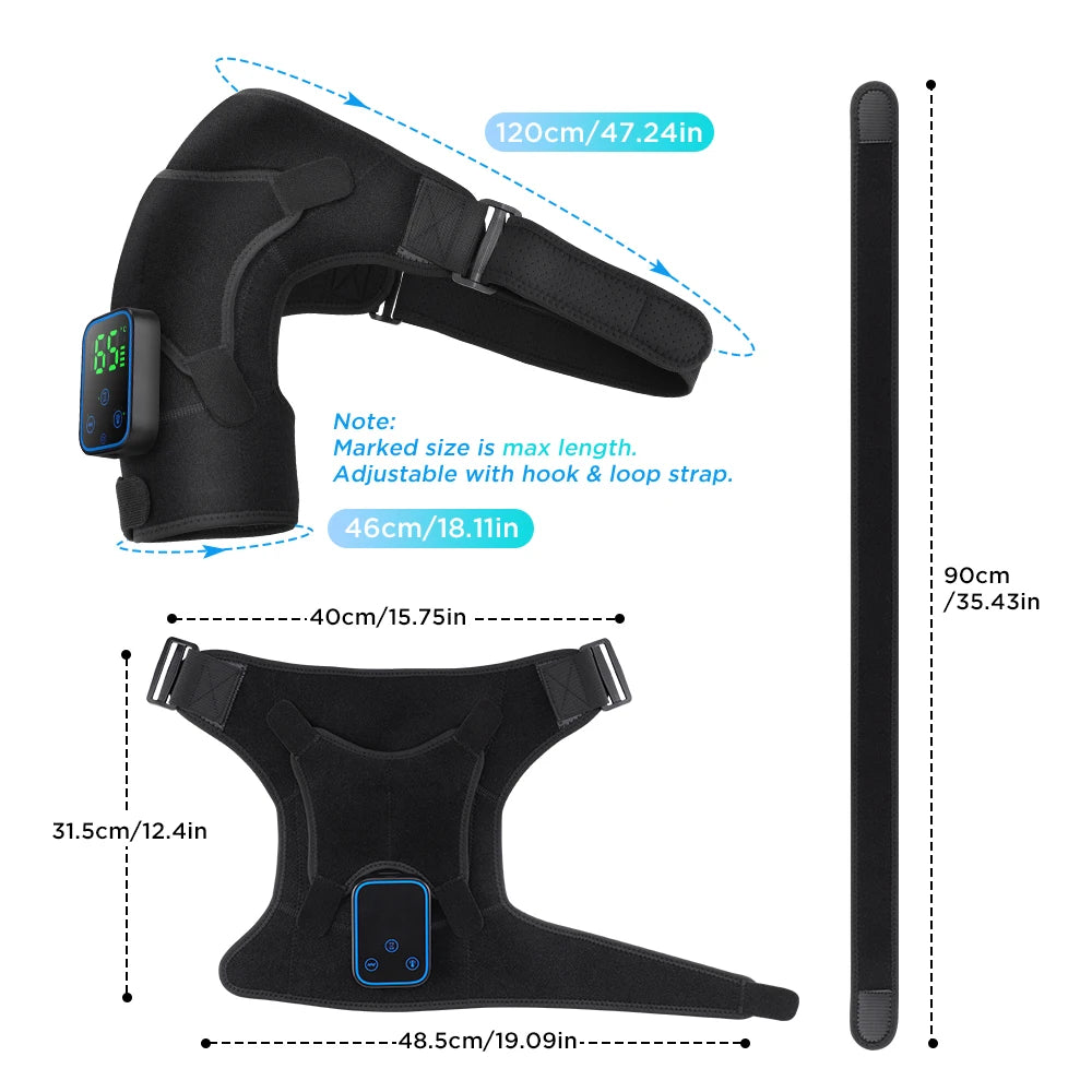 Black adjustable device with measurements on a white background