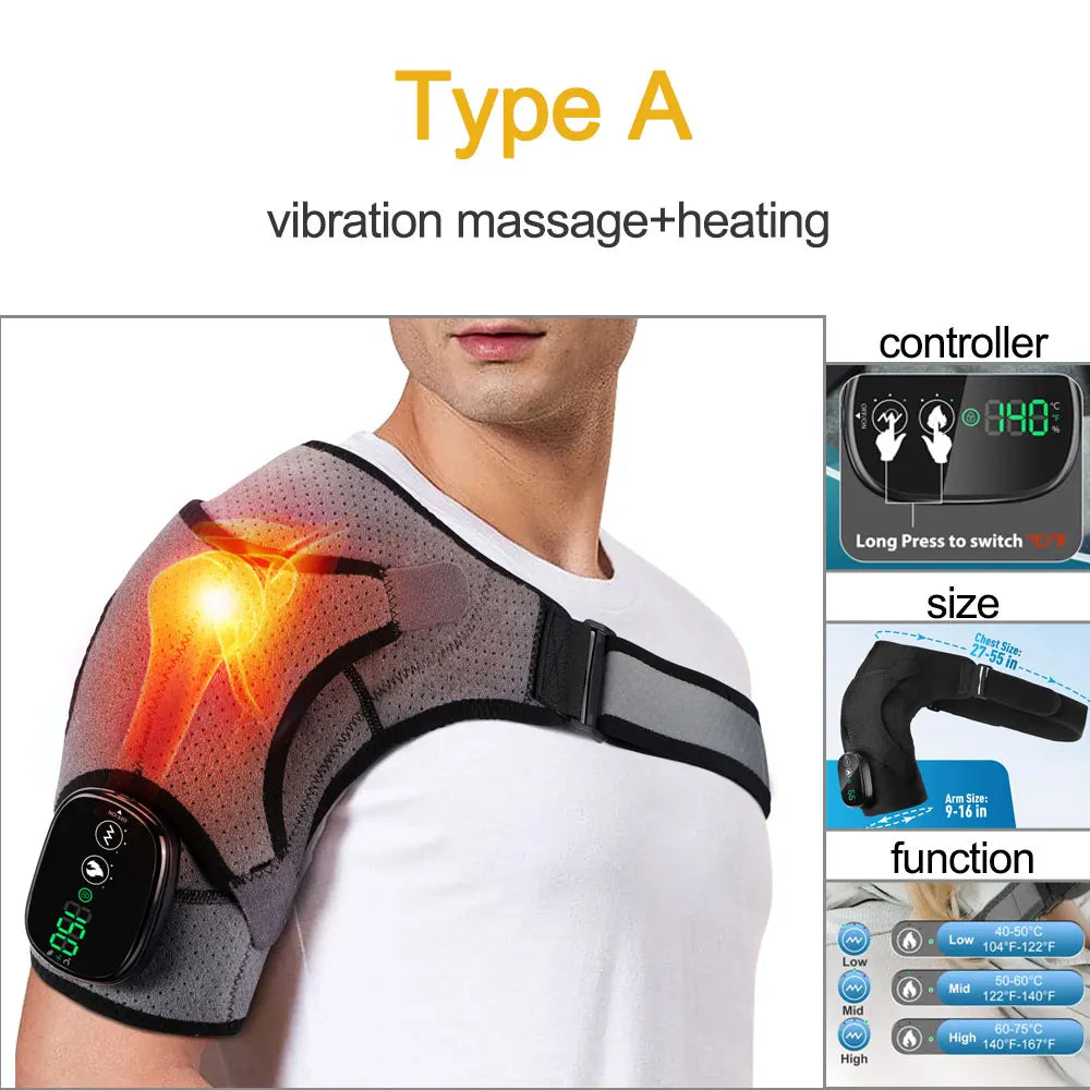 Shoulder massager with heating function on a white background